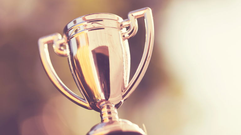 Golden trophy cup